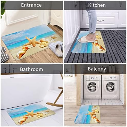 Summer Red Bus Surfboard and Coconut Tree on Wood Bath Mats Non-Slip Absorbent Soft Plush Doormat Decor Bathroom Rugs for Kitchen Bedroom Floor Mat 24" X 16" - Image 5
