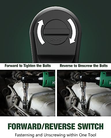 KIMO 3/8" Cordless Electric Ratchet Wrench Set, 40 Ft-lbs 400 RPM 12V Cordless Ratchet Kit w/ 60-Min Fast Charge, Variable Speed Trigger, 2-Pack 2.0Ah Lithium-Ion Batteries, 8 Sockets - Image 5