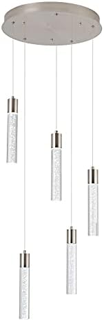 votag 5-Light Pendant Lights for Kitchen Island, Kitchen Pendant Lighting Over Island,Integrated Modern Pendant Light with Crystal 40W,6000k Dimmable