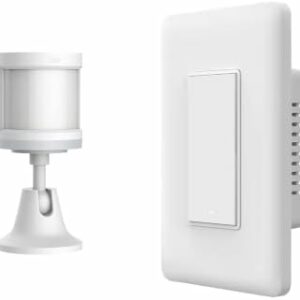 Aqara Smart Light Switch (with Neutral, Single Rocker) Plus Aqara Motion Sensor, Requires AQARA HUB, Zigbee Connection, Remote Control and Set Timer for Home Automation