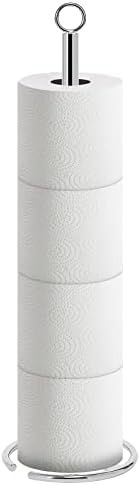 NearMoon Bath Toilet Paper Holder Stand, Free Standing Tissue Paper Storage with Reserve, Space Toilet 4 Rolls Holder for Bathroom/Kitchen Countertop-All Metal, Chrome Finish