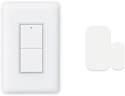 Aqara Smart Light Switch (with Neutral, Double Rocker) Plus Aqara Door and Window Sensor, Zigbee Connection, Remote Control and Set Timer for Home Automation