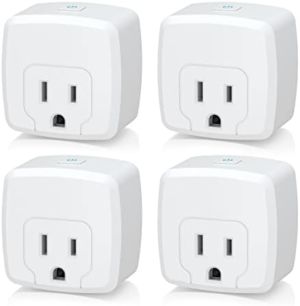 HBN Smart Plug Mini 15A, WiFi Smart Outlet Works with Alexa, Google Home Assistant, Remote Control with Timer Function, No Hub Required, ETL Certified, 2.4G WiFi Only, 4-Pack