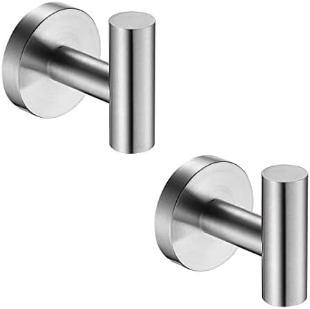 Nolimas Bathroom Towel Hooks SUS 304 Stainless Steel Coat Hook Round Clothes Towel Coat Robe Hook Cabinet Closet Door Sponges Holder for Bath Kitchen Garage Hotel,Wall Mounted, Brushed Nickel, 2Pack
