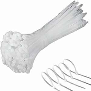 ZFCZR Zip Ties, 200pcs White Zip Ties 8 Inch, Plastic Ties Small Zipties Cable Tie Wraps, Multi-Purpose Cable Management Ties, Self-Locking Ziptie for Office and Home(Can bear 40lb)