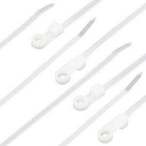 YuGtcen Zip Ties with Screw Hole 8 inch, 150 Pcs Mountable head Cable Tie Multipurpose Heavy Duty Nylon Zip Tie for Indoor and Outdoor (8 inch -White)