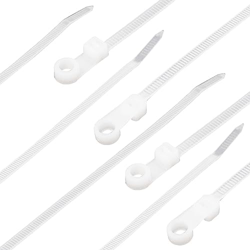 YuGtcen Zip Ties with Screw Hole 8 inch, 150 Pcs Mountable head Cable Tie Multipurpose Heavy Duty Nylon Zip Tie for Indoor and Outdoor (8 inch -White)
