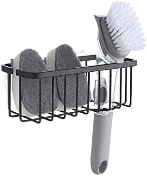 SunnyPoint NeverRust Deluxe Kitchen Sink Suction Holder for Sponges, Scrubbers, Soap, Kitchen, Bathroom, 304 Stainless Steel (Mat Black, 7.4 x 3.3 x 2.75 Inch)(Sponge & Brush NOT Included)
