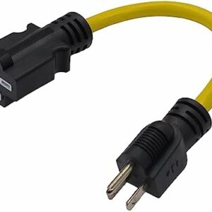 YSIL Dryer Plug Adapter 15A 125V to 20A 250V Adapter Cable 1 FT,12AWG 5-15P to 6-15/20R T Blade AC Power Adapter Converter Indoor/Outdoor Adapter