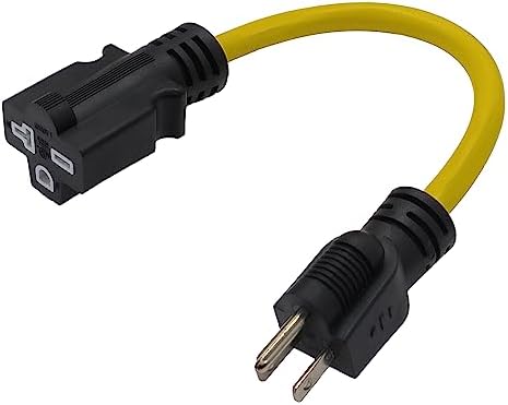 YSIL Dryer Plug Adapter 15A 125V to 20A 250V Adapter Cable 1 FT,12AWG 5-15P to 6-15/20R T Blade AC Power Adapter Converter Indoor/Outdoor Adapter