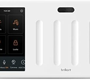 Brilliant Smart Home Control (4-Switch Panel) — Alexa Built-In & Compatible with Ring, Sonos, Hue, Google Nest, Wemo, SmartThings, Apple HomeKit — In-Wall Touchscreen Control for Lights, Music, & More