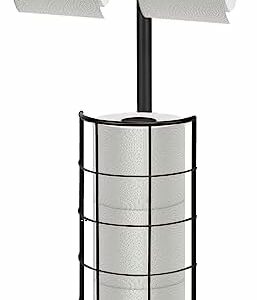 NearMoon Toilet Paper Holder Stand, Bath with 3 Rolls Tissue Storage-Metal Tissue Roll Holder Freestanding with Marble Base, Rustproof Toilet Roll Holder for Bathroom/Kitchen Countertop, Matte Black