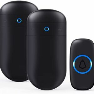 Wireless Doorbell, SECRUI Door bell Over 1000ft Coverage with 2 Plug-In Receivers, 1 Waterproof Push button, 52 Chimes, 110dB loud Sound Colorful LED Flash