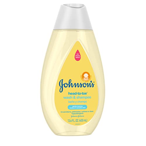 Johnson's Head-to-Toe Gentle Baby Wash & Shampoo, Tear-Free, Sulfate-Free & Hypoallergenic Bath Wash for Baby's Sensitive Skin & Hair, pH Balanced, Washes Away 99.9% of Germs 13.6 fl. oz - Image 5