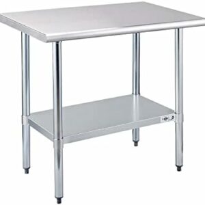 Profeeshaw Stainless Steel Prep Table NSF Commercial Work Table with Undershelf for Kitchen Restaurant 24×36 Inch