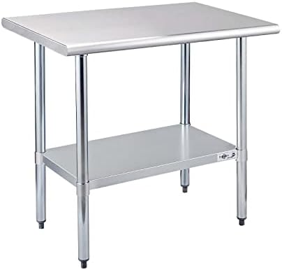 Profeeshaw Stainless Steel Prep Table NSF Commercial Work Table with Undershelf for Kitchen Restaurant 24×36 Inch