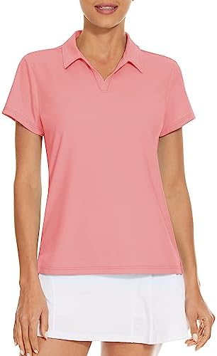Women's Golf Polo Shirts V Neck UPF 50+ Collared Short Sleeve Tennis Shirt Lightweight Quick Dry Sun Protection Shirts - Image 2