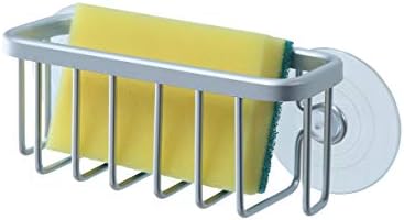 SunnyPoint NeverRust Kitchen Sink Suction Holder for Sponges, Scrubbers, Soap, Kitchen, Bathroom, 6"L x 2.36" W x 2.56"H , Aluminum (Mat Silver, Set of 1)