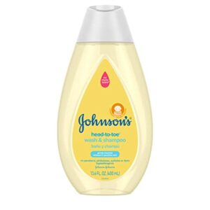Johnson's Head-to-Toe Gentle Baby Wash & Shampoo, Tear-Free, Sulfate-Free & Hypoallergenic Bath Wash for Baby's Sensitive Skin & Hair, pH Balanced, Washes Away 99.9% of Germs 13.6 fl. oz