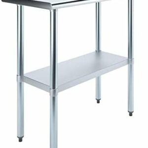 AmGood 18" X 36" Stainless Steel Work Table | Metal Kitchen Food Prep Table | NSF
