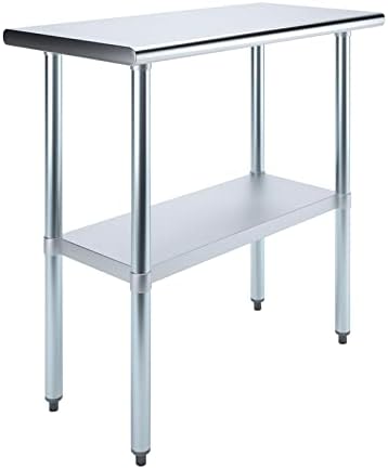 AmGood 18" X 36" Stainless Steel Work Table | Metal Kitchen Food Prep Table | NSF