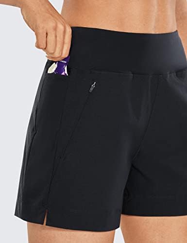 CRZ YOGA Women's Lightweight Mid Rise Hiking Shorts 4'' - Stretch Athletic Summer Travel Outdoor Golf Shorts Zip Pockets - Image 4