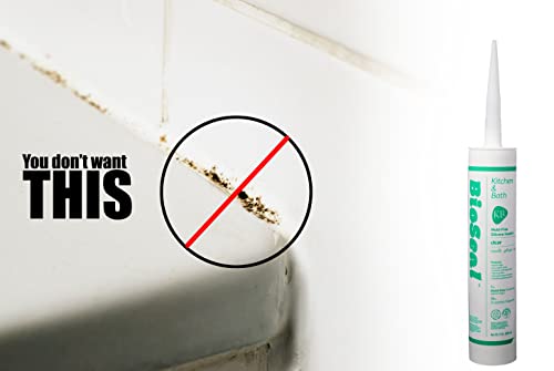 Clear BioSeal 100% Silicone Sealant Caulk Kitchen and Bath Grade, Waterproof and No Odor No Color Change 10.1 ounce Cartridge, Clear - Image 4