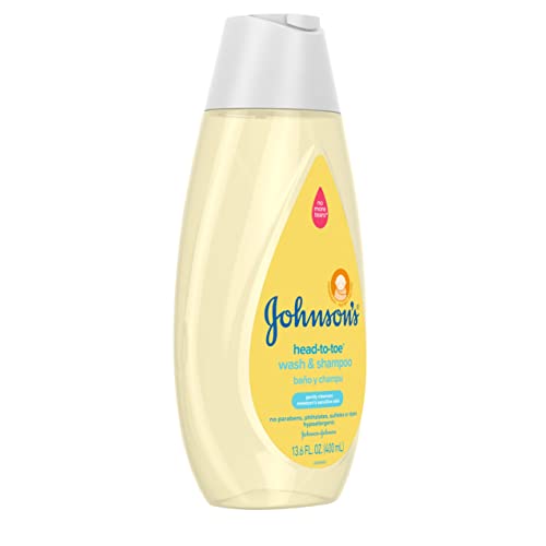 Johnson's Head-to-Toe Gentle Baby Wash & Shampoo, Tear-Free, Sulfate-Free & Hypoallergenic Bath Wash for Baby's Sensitive Skin & Hair, pH Balanced, Washes Away 99.9% of Germs 13.6 fl. oz - Image 2