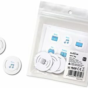 BroadLink NFC Tags, NXP NTAG215 Waterproof NFC Tag Sticker, Trigger Home Automation Devices and Scenes, Compatible with All NFC-Enabled Smart Phones, 5-Pack