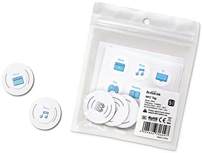 BroadLink NFC Tags, NXP NTAG215 Waterproof NFC Tag Sticker, Trigger Home Automation Devices and Scenes, Compatible with All NFC-Enabled Smart Phones, 5-Pack