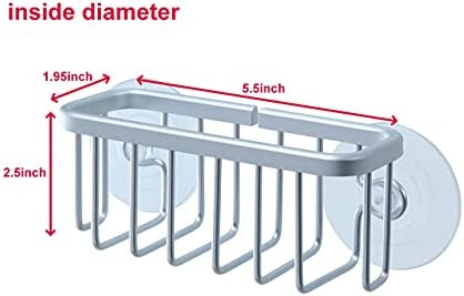 SunnyPoint NeverRust Kitchen Sink Suction Holder for Sponges, Scrubbers, Soap, Kitchen, Bathroom, 6"L x 2.36" W x 2.56"H , Aluminum (Mat Silver, Set of 1) - Image 4