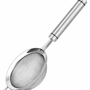 SUNWUKIN 304 Stainless Steel Fine Mesh Strainers for Kitchen, Colander-Skimmer with Handle, Sieve Sifters for Food, Tea, Rice, Oil, Noodles, Fruits, Vegetable