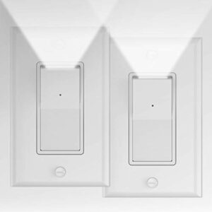 2 Pack Illuminated Light Switch, Decora Paddle Rocker Light Switch with LED Night Light, Automatic On/Off Sensor, Single Pole, 15Amp 120/277Volt, White