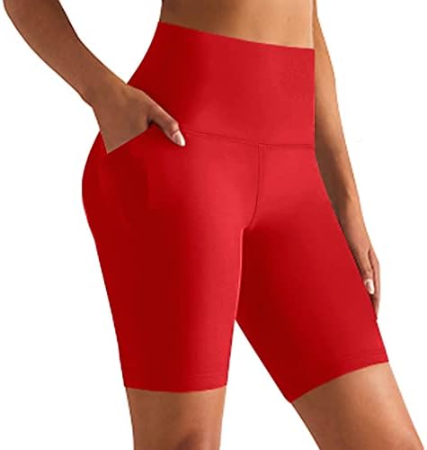 GROTEEN Biker Shorts for Women with Pockets - 8'' High Waisted Tummy Control Yoga Workout Running Spandex Gym Shorts