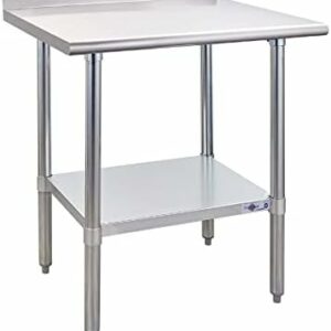 Profeeshaw Stainless Steel Prep Table NSF Commercial Work Table with Backsplash and Undershelf for Kitchen Restaurant 24×30 Inch