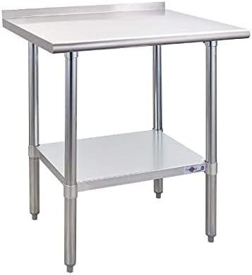 Profeeshaw Stainless Steel Prep Table NSF Commercial Work Table with Backsplash and Undershelf for Kitchen Restaurant 24×30 Inch