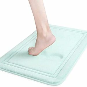 ITSOFT Memory Foam Bath Mat Non Slip Absorbent Super Cozy Velvet Bathroom Rug Carpet, Machine Washable, 24 x 16 Inches Spa Blue