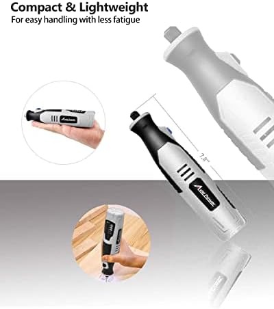 AVID POWER Cordless Rotary Tool 2.0 Ah 8V Rechargeable Rotary Tool with 4 Front LED Lights, 5 Speeds and 60 Pieces Rotary Tool Accessories for Carving, Engraving, Sanding, Polishing and Cutting - Grey - Image 7