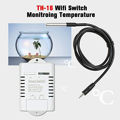 Splenssy eWeLink TH-16 Smart WiFi Switch 16A/3000W Monitoring Temperature Wireless Home Automation Kit with Waterproof DS18B20 Temperature Sensor Compatible with Alexa Google Home/Nest - Image 4