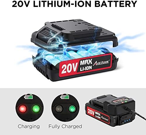 AVID POWER 20V MAX Lithium lon Cordless Drill Set, Power Drill Kit with Battery and Charger, 3/8-Inch Keyless Chuck, Variable Speed, 16 Position and 22pcs Drill Bits (Red) - Image 6