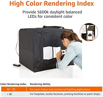 Amazon Basics Portable Foldable Photo Studio Box with LED Light, 1 Count (Pack of 1), Black, 25 x 30 x 25 Inches - Image 4