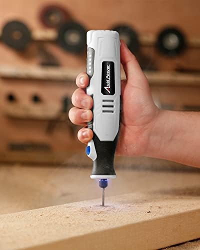 AVID POWER Cordless Rotary Tool 2.0 Ah 8V Rechargeable Rotary Tool with 4 Front LED Lights, 5 Speeds and 60 Pieces Rotary Tool Accessories for Carving, Engraving, Sanding, Polishing and Cutting - Grey - Image 4