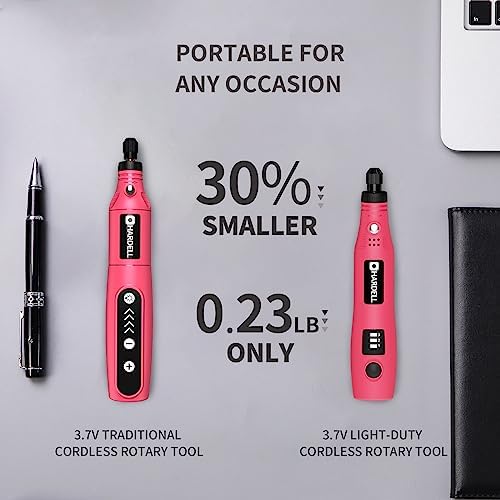 HARDELL Cordless Rotary Tool 3.7V, 3-Speed Mini Rotary Tool with 42 Accessories, Rechargeable Power Rotary Tool Kit for Sanding, Drilling, Polishing, Engraving, Cleaning, Small DIY Projects - Image 3