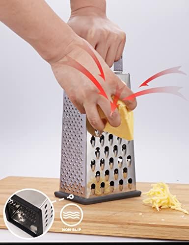 Cheese Grater, Box Grater for Cheese Stainless steel Vegetable Slicer Food Shredder 4-Sided Convenience Gadgets for kitchen - Image 5