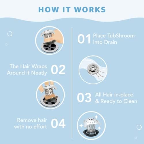 TubShroom Ultra Revolutionary Bath Tub Drain Protector Hair Catcher/Strainer/Snare Stainless Steel, 1-Pack, Silver - Image 7