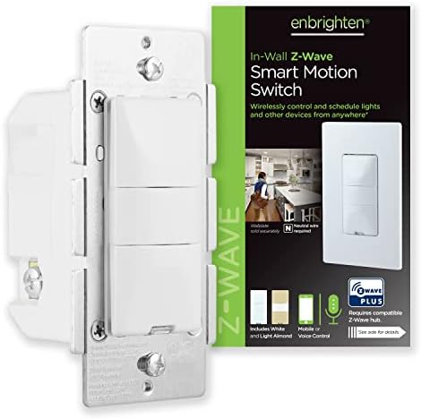 Enbrighten Z-Wave Smart Motion Sensor Light Indoor, On/Off, Vacancy/Occupancy Sensor, Includes White & Almond, Zwave Hub Required, Works with SmartThings, Wink, & Alexa, Smart Light Switch, 26931