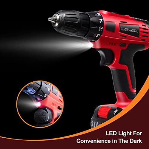 Toolman Led Lithium-ion Cordless Power Drill driver Kit 20V with Drill Set 30 pcs for Heavy Duty ZTP009 - Image 5