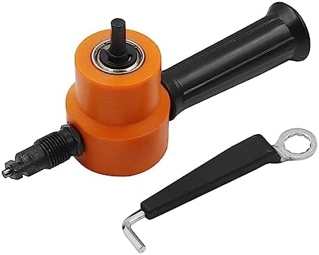 FAKEME Double Headed Sheet Metal Nibbler Drill Plate Cutter Power Tool Accessories with Wrench Home DIY Portable 360 Degree Rotate Metal Cutter, Orange - Image 6