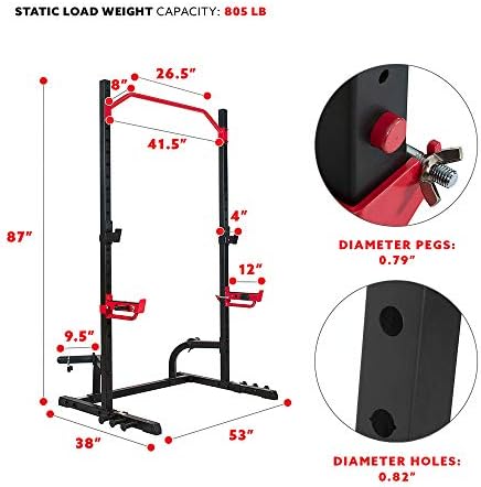 Sunny Health & Fitness Power Zone Squat Stand Power Rack, Power Cage - Image 5
