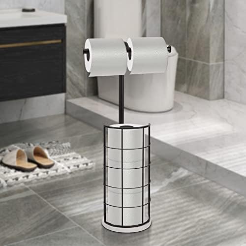 NearMoon Toilet Paper Holder Stand, Bath with 3 Rolls Tissue Storage-Metal Tissue Roll Holder Freestanding with Marble Base, Rustproof Toilet Roll Holder for Bathroom/Kitchen Countertop, Matte Black - Image 6